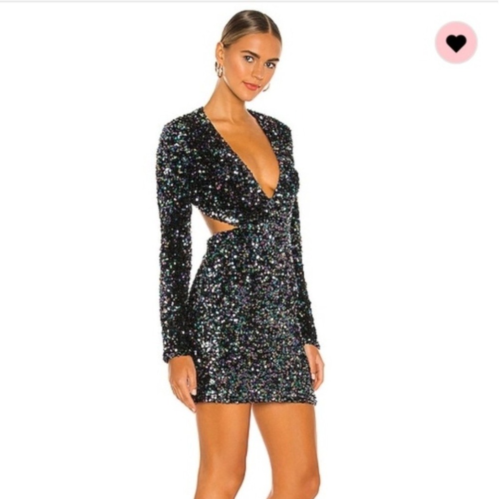 Bardot Jenny Mini Dress‎ in Electric Sequin Cutout Party Size XS